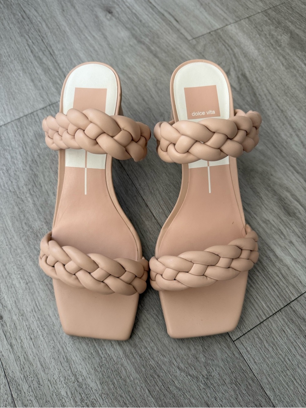 Braided Strap Nude Heeled Sandals - Women BNWOT